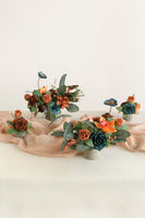 Assorted Floral Centerpiece Set in Dark Teal & Burnt Orange