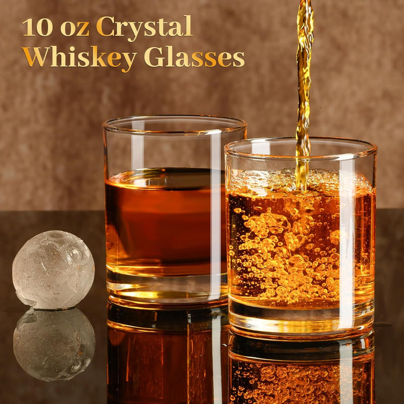 PARACITY Whiskey Glasses Set of 2, Old Fashioned Cocktail Glass, 10 OZ Whiskey Glasses, Bourbon Glasses, Rocks Glasses for Scotch, Liquor Vodka, Bourbon, Whiskey Gifts for Men, Husband, Boyfriend