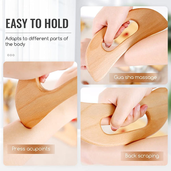 Scienlodic Gua Sha Massage Tool,Wood Therapy Massage Tools, Lymphatic Drainage Massager,Grip Scraping Board,Anti Cellulite,for Body Shaping,Muscle,Neck,Back