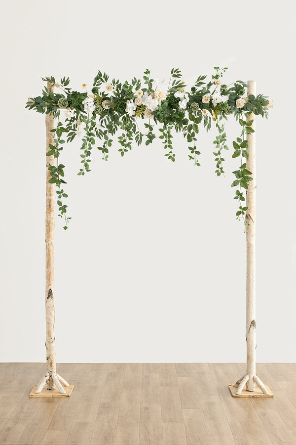 65ft Flower Garland with Hanging Rose Leaves in Emerald  Tawny Beige
