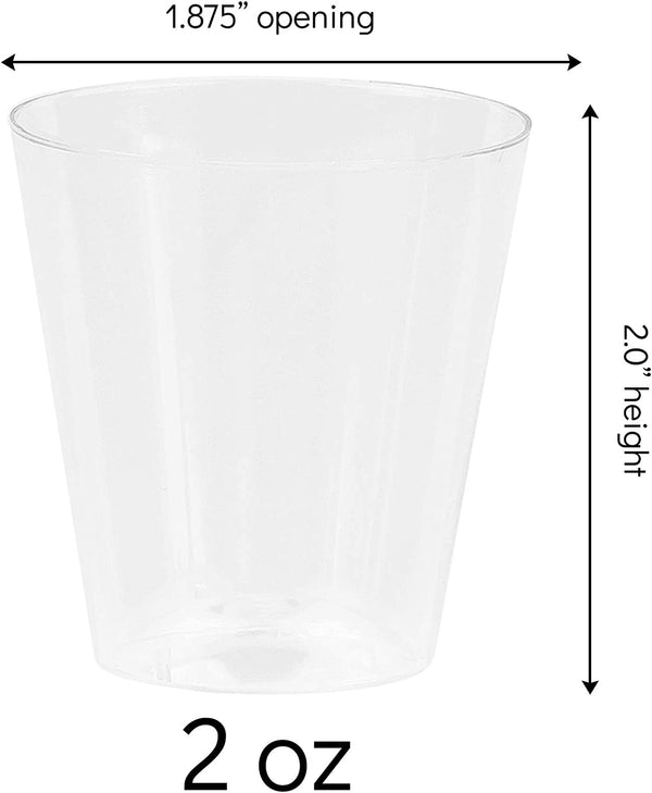 PLASTICPRO 1 oz Shot Glasses Crystal Clear Disposable Hard Plastic Shot Cups - Tumblers, Great for Whiskey, Jello, Shots, Tasting, Sauce, Dips, Samples Pack of 50