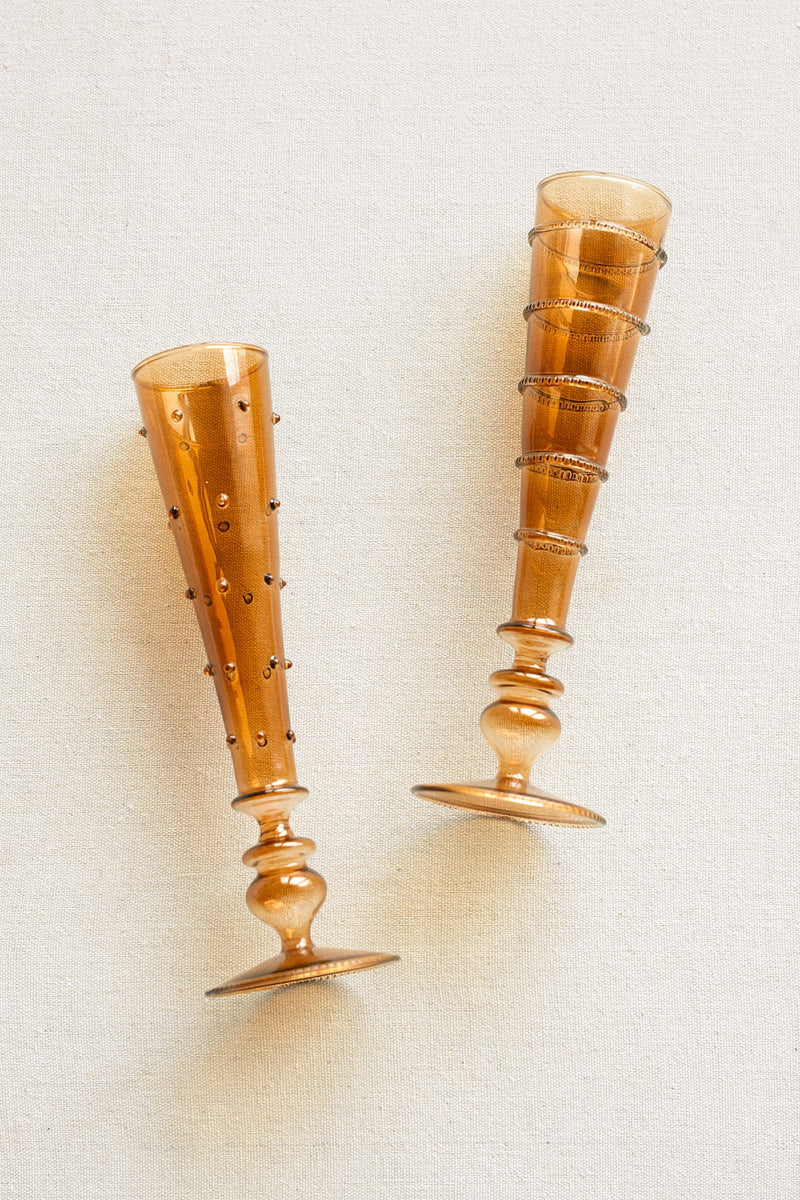 Amber Glass Goblets Vases