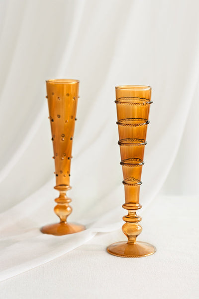 Amber Glass Goblets Vases
