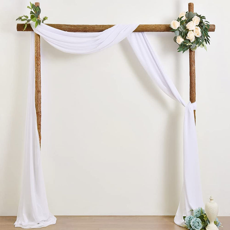 2-Piece White Sheer Chiffon Wedding Arch Drapes - 6 Yards Long x 30 Wide - Party Backdrop Decoration