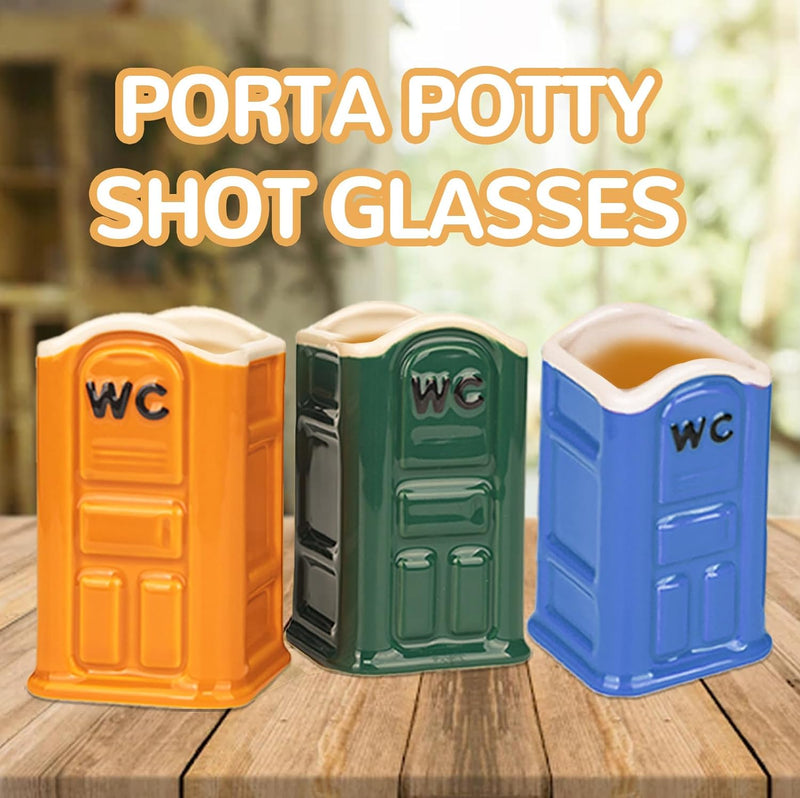 Extguds Porta Potty Shot Glasses, 4 Pack Funny Shot Glasses for Bachelor Party, 3 oz White Elephant Gifts, Funny Gag Mug Set, Party Adult Dumb Novelty Cool Toilet Shot Glasses