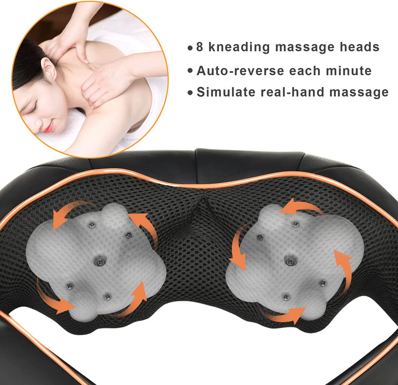 TRIDUCNA Neck Back Massager with Heat, Shiatsu Electric Deep Tissue with 3D Kneading Massage, 3 Intensity Levels, Muscle Pain Relief for Back,Neck,Shoulder,Legs, Gifts for Her/Him/Friend/Mom/Dad