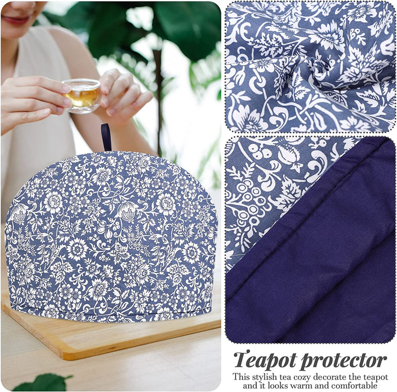 Tea Cosy Cover Teapot Warmer Teapot Cover Warmer Thick Cotton Printing Flower Tea Pot Decor Cover, Tea Cozy for Kitchen Home Tea Pot 33X33X23CM