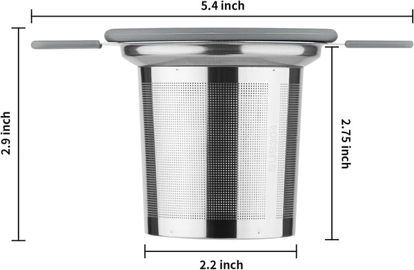 Ohtomber Tea Infuser Strainers for Loose Tea, Stainless Steel Loose Leaf Tea Strainer Stepper with Heat Proof Double Handles, Extra Fine Mesh Tea Ball Infusers, Tea Diffuser Holder Filter for Mugs