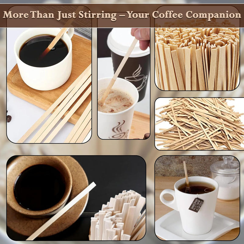 5.5" Wooden Coffee Stirrers- Box of 1,000ct