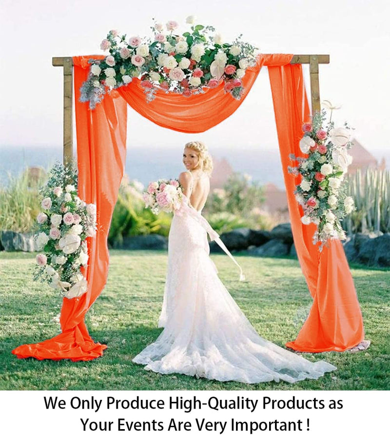 Chiffon Wedding Arch Draping Fabric - Orange 29 X19Ft 2 Panels Tulle Fabric Set