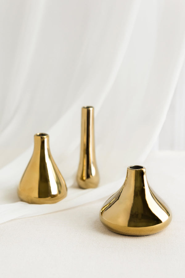 Metallic Gold Ceramic Vases - 3 Styles