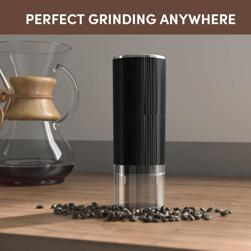 Wirsh Burr Coffee Grinder-Rechargeable Battery Operated Coffee Grinder with Stainless Steel Conical Burr Mill, Eletric Portable Coffee Grinder with 80 Grind Settings from Fine to Coarse