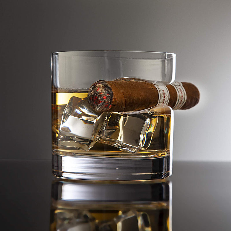 Gifts for Men, Cigar Whiskey Glass, Old Fashioned Whiskey Glasses With Indented Cigar Rest, Gifts for Dad