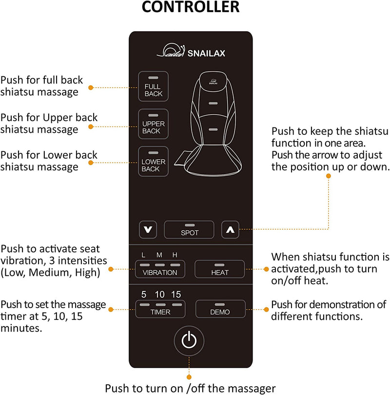 Snailax Shiatsu Back Massager with Heat - Gel Massage Nodes, Deep Kneading Massage Chair Pad Seat Massager Massage Cushion for Home Office Chair use