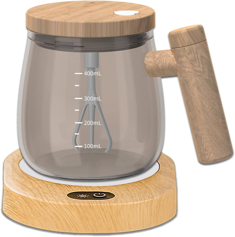 FOXNSK Self Stirring Mug, 400ML Electric Mixing Cup Self Stirring Coffee Mug High Borosilicate Glass Mixing Coffee Mug Rotating Home Office Stirring Cup Suitable for Coffee/Milk/Protein Powder