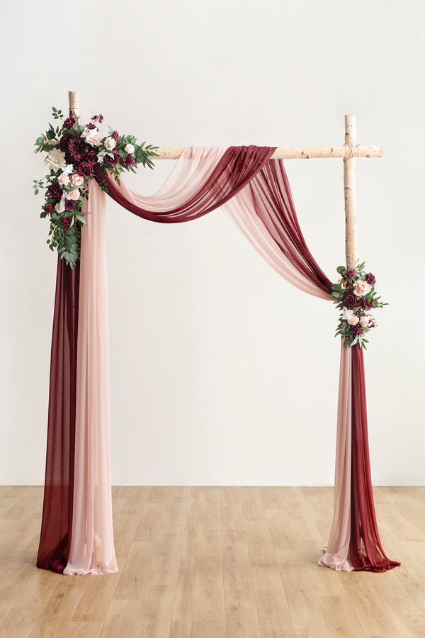 Romantic Marsala Flower Arch with Drapes Decor and Drape Panels