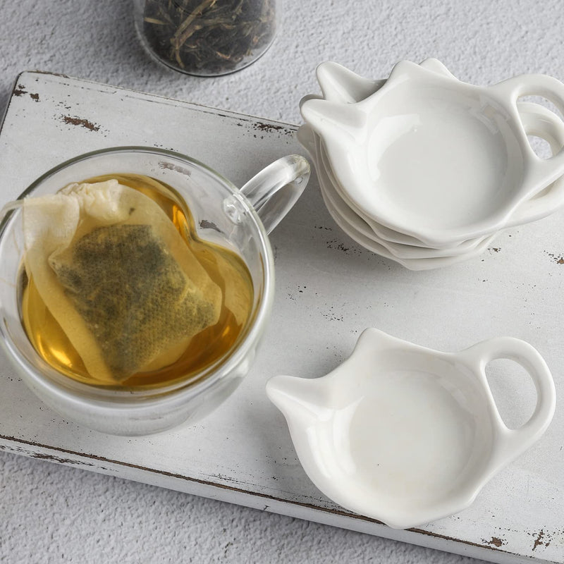 Tea Bag Holder for Used Tea Bag Teapot Shaped Tea Bag Coasters - Keep Your Tea Time Tidy and Organized with Tea Bag Saucers Set of 6