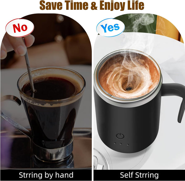 2023 Self Stirring Coffee Mug,Self Stirring Mug Electric Mixing Cup with 2 Stir Bars,13 oz Electric Magnetic Stirring Coffee Mug Rechargeable Auto Mixer Cup for Coffee Milk Cocoa Best Gifts(Black)