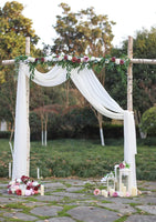 Wedding Arch Draping Fabric 3 Panels, 20FT Wedding Backdrop for Ceremony Reception Decorations, Chiffon Sheer Fabric Curtains for Party Stage Bridal Shower Decor