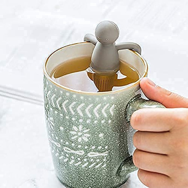 Leden Tea Infuser for Loose Leaf Tea Cute Tea Strainer Ball Stainless Steel Extra Fine Mesh Tea Steeper Filter for Cup Mug Silicone Handle Grey