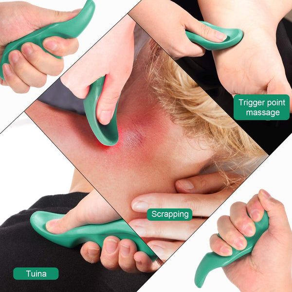 BBTO 2 Pieces Deep Tissue Massage Tool and Thumb Massager Saver Set Include 1 Green Thumb Protector Tool 1 Palm Urchin Massage Tool Hand Held 4-Legged Massage Knobs for Gentle Point Massage