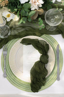 Cheesecloth Napkins & Table Runner Set in Emerald & Tawny Beige