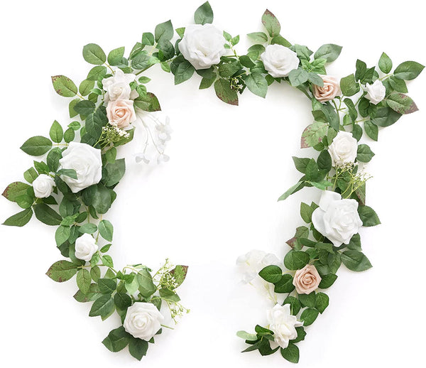 5FT White Artificial Rose Flower Wedding Runner