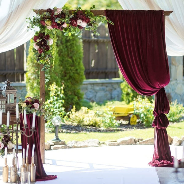 Wedding Arch Draping Fabric - Burgundy Sheer Backdrop Curtain for Ceremony Decor