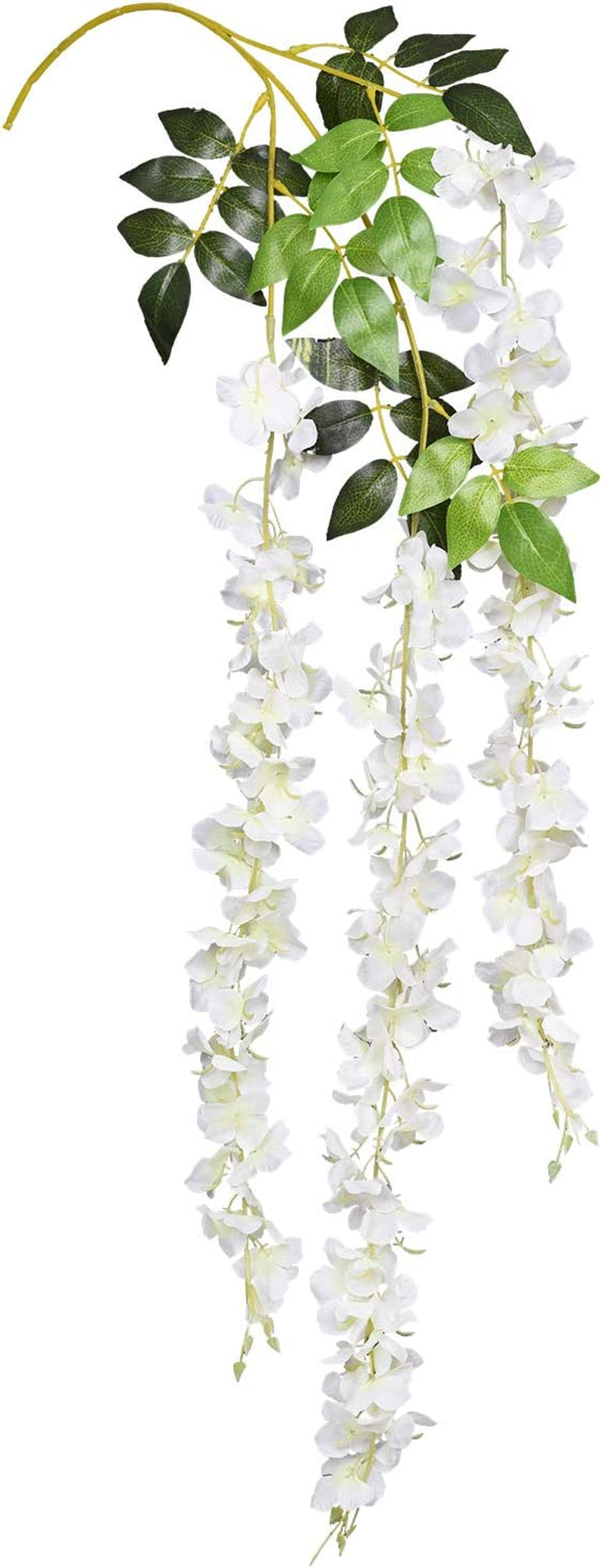 6-Pack Artificial Wisteria Hanging Garland - White Silk Flowers for Home Party Wedding Decor