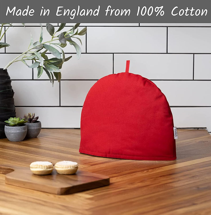 Muldale Large Tea Cozy for Teapot Insulated - Jubilee Red - Thermal 100% Cotton Extra Thick Wadding - Made in England, UK - Tea Cozies Covers Fit 1 to 6 Cup Neutral Kitchen Textiles Range