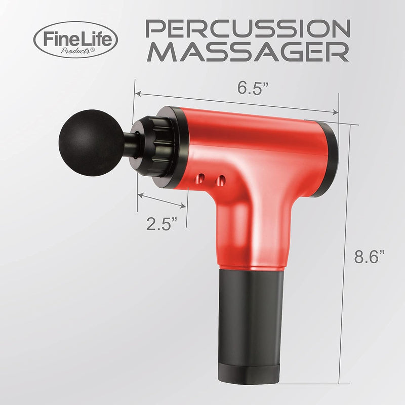 Deep Tissue Percussion Red Massager - Perfect for Muscle Recovery - Targeted Back Massager - Comes with 4 Different Attachment - Powerful Motor and Lasting Battery