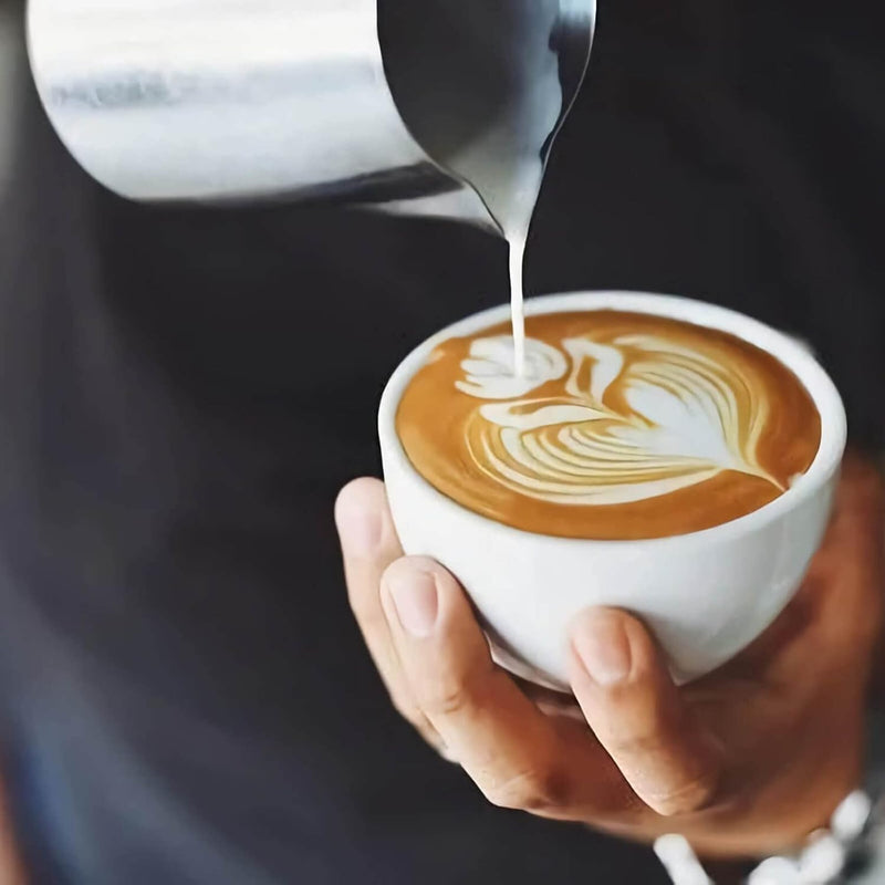 Milk Frothing Pitcher Latte Cup - Stainless Steel Pitcher Latte Art Espresso Machine Accessories Steaming Pitcher Cappuccino Coffee Milk Frother Cups 12 Oz (350ml)…