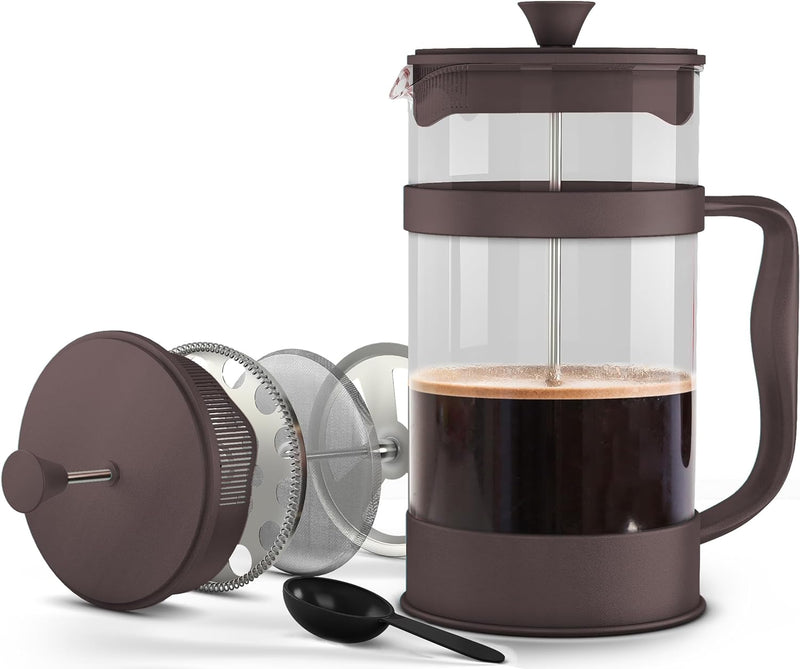 Utopia Kitchen French Press Coffee Maker, Espresso Tea and Coffee Maker with Triple Filters 34 Ounce, Stainless Steel Plunger and Heat Resistant Borosilicate Glass - Black