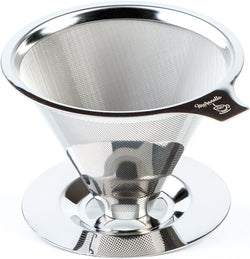 Maranello Caffé Pour Over Coffee Dripper Stainless Steel Reusable Drip Cone Coffee Filter Portable Pour-Over Coffee Maker Paperless Metal Fine Mesh Strainer Coffee Pourover Brewer Camping Coffee Maker