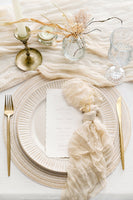 Cheesecloth Napkins & Table Runner Set in White & Beige