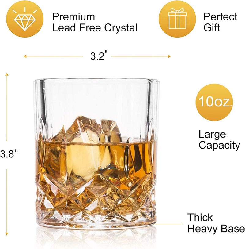 Farielyn-X Old Fashioned Whiskey Glasses (Set of 6), 11 Oz Unique Bourbon Glass, Ultra-Clarity Double Old Fashioned Liquor Vodka Bourbon Cocktail Scotch Tumbler Bar Glasses Set