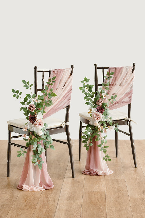 Dusty Rose  Mauve Wedding Aisle Chair Flower Decoration