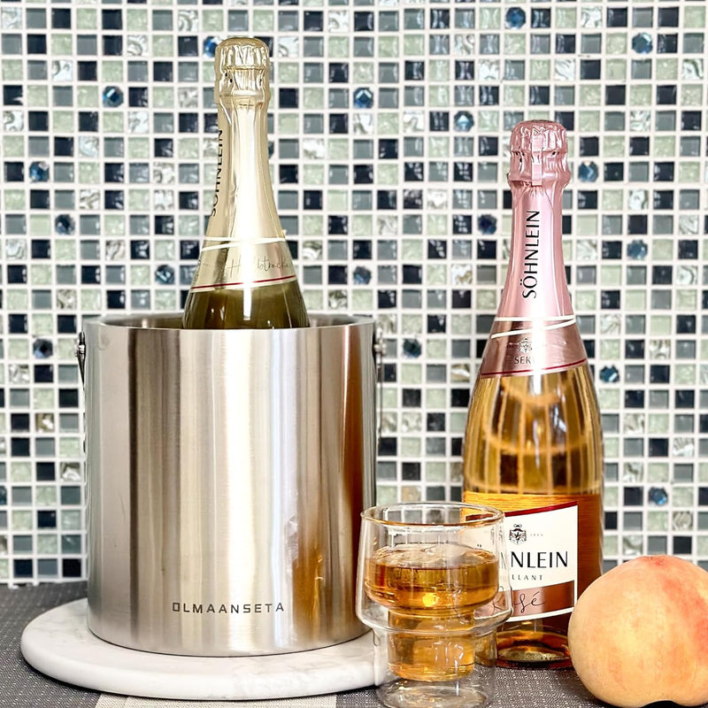 Stainless Steel Ice Bucket With Lid And Ice Tongs,Perfect For Cocktail Bar,Home Bar, Parties And Outdoors,Double Wall Champagne Bucket Keeps Drinks Cold And Ice Cube From Melting(2.5L)