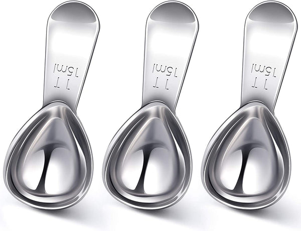 Patelai 3 Pieces Tablespoon Coffee Scoop Stainless Steel Coffee Scoops Short Handle Tablespoon Measuring Spoons for Coffee Tea Sugar Christmas Kitchen Gifts