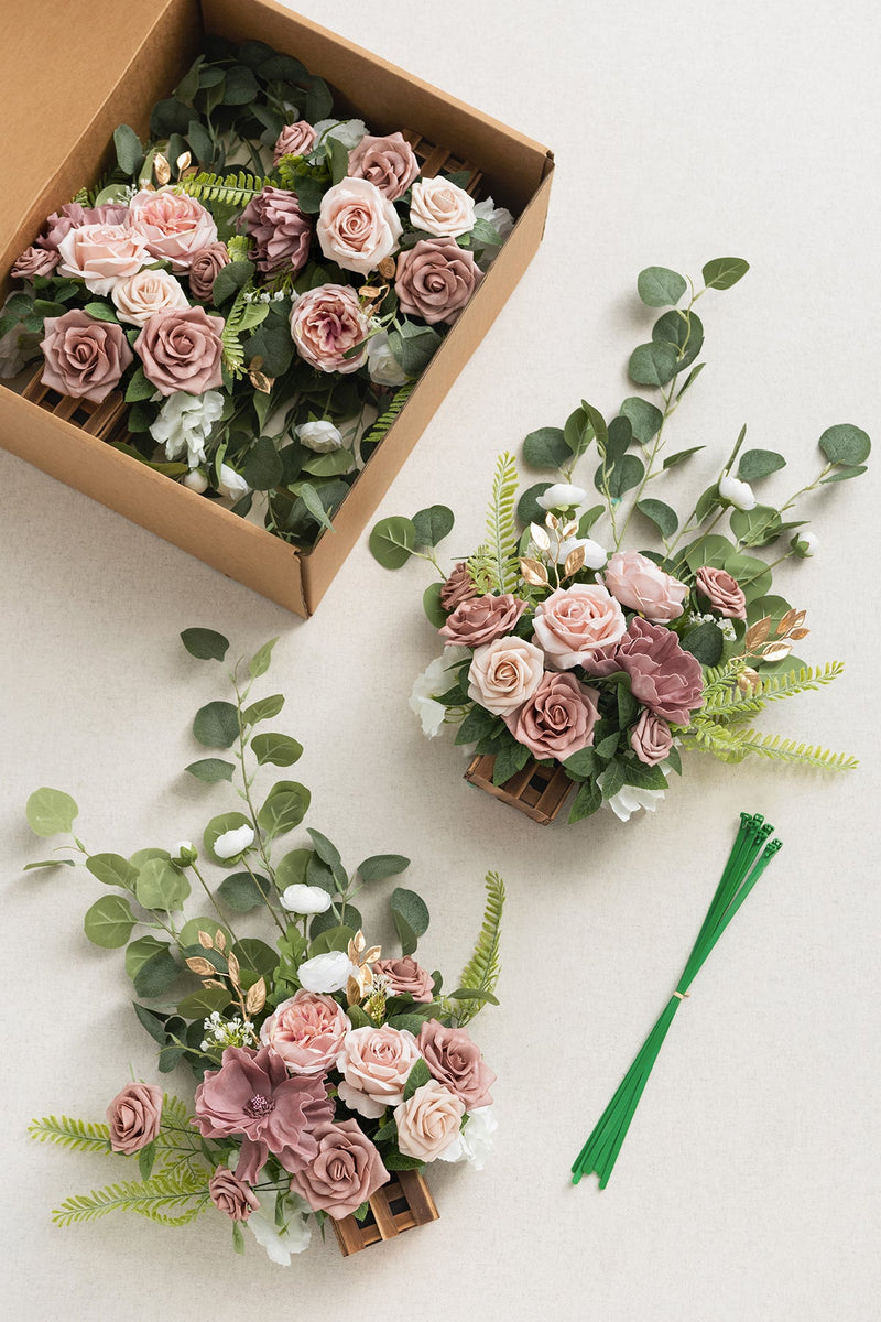 Wedding Aisle Runner - Dusty Rose  Cream Flower Arrangement