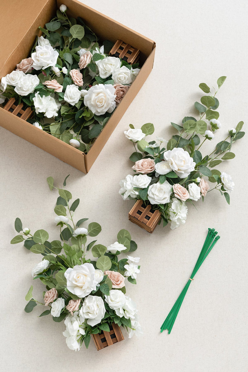 Wedding Aisle Runner - White  Sage Flower Arrangement
