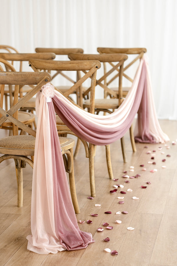 Dusty Rose  Mauve Sheer Aisle Swags for Church Wedding