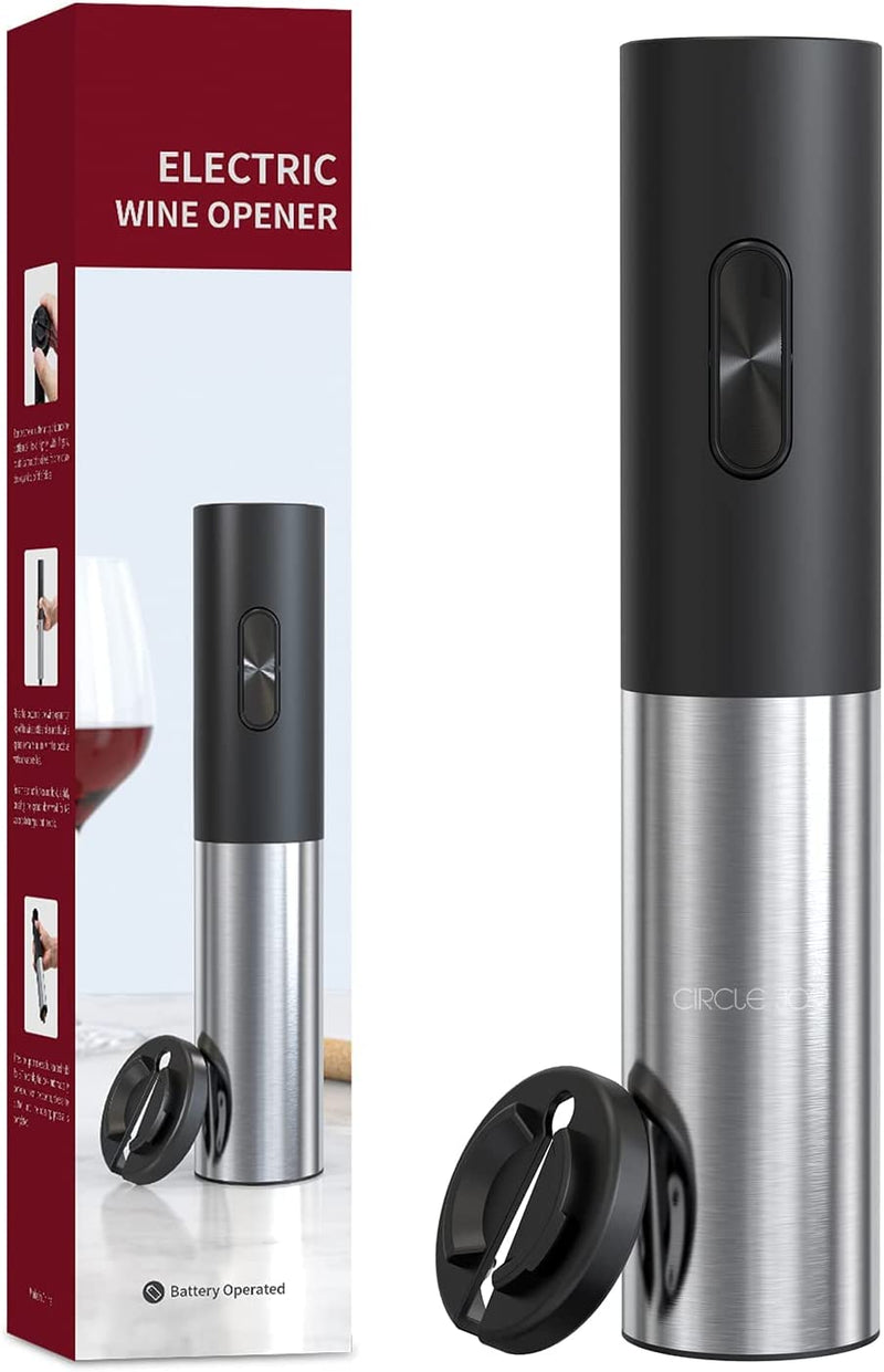 CIRCLE JOY Electric Wine Opener Set Automatic Wine Opener Kit for Wine and Beer Cordless Electric Wine Bottle Openers Gift Set with Foil Cutter, Aerator Pourer, Vacuum Pump and 2 Wine Stoppers