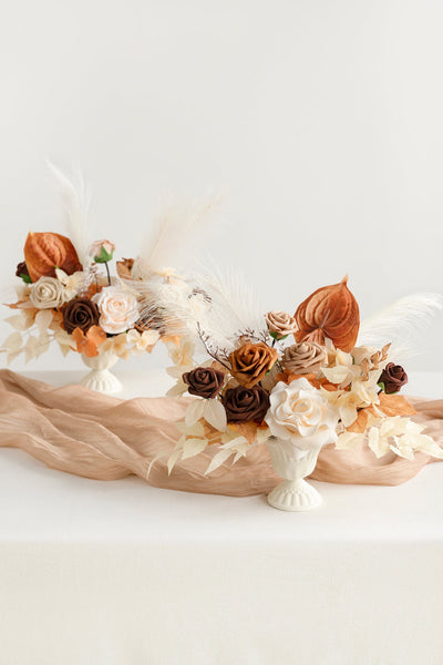 Large Floral Centerpiece Set in Rust & Sepia