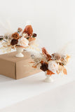 Large Floral Centerpiece Set in Rust & Sepia