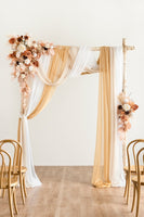 Flower Arch Decor with Drapes in Rust & Sepia