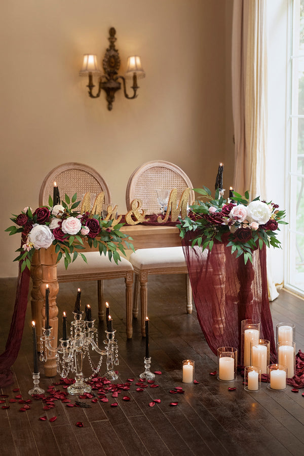 Marsala Flower Swag for Head Table - Romantic Design