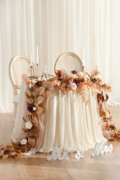 9ft Head Table Flower Garland in Rust & Sepia