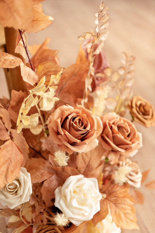 Rust  Sepia Wedding Aisle Runner Flower Arrangement