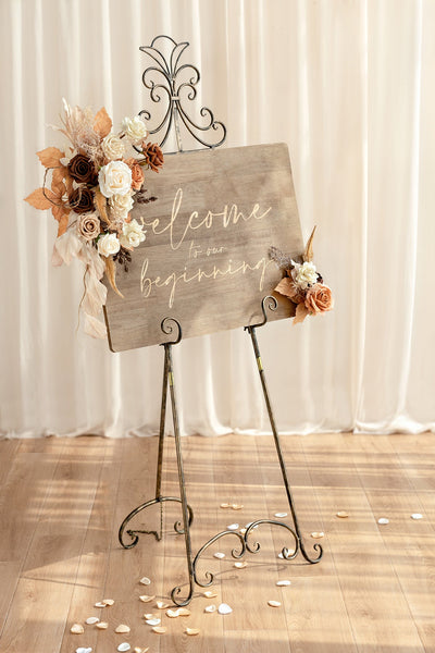 Flower Sign Decor in Rust & Sepia